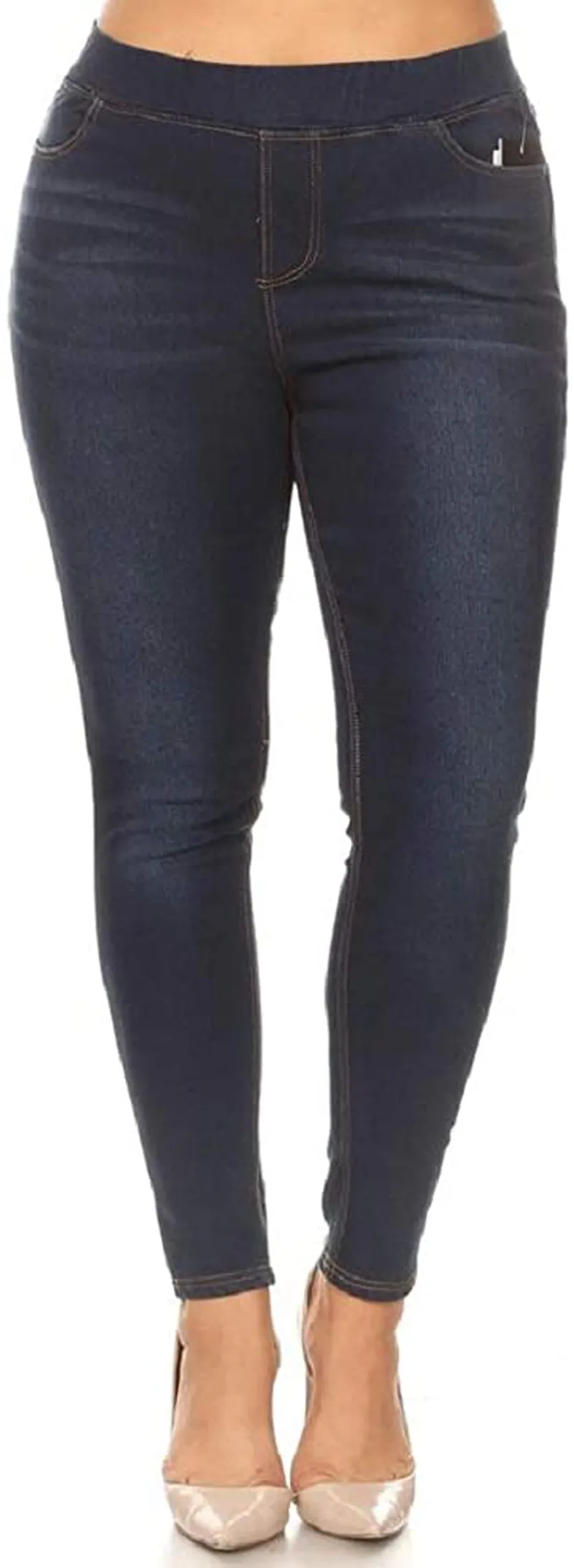 Jvini Women's Pull-On Ripped Destroyed Stretch Skinny Denim Jeggings Regular-Plus Size