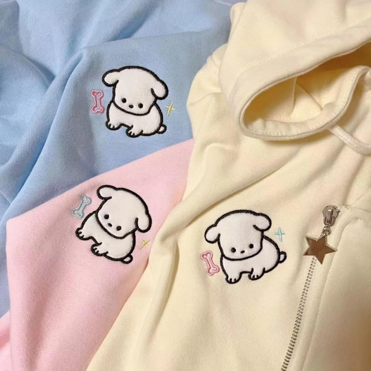 Kawaii Clothes Cute Y2k Hoodie Zip Up Jacket for Teen Girls Oversized