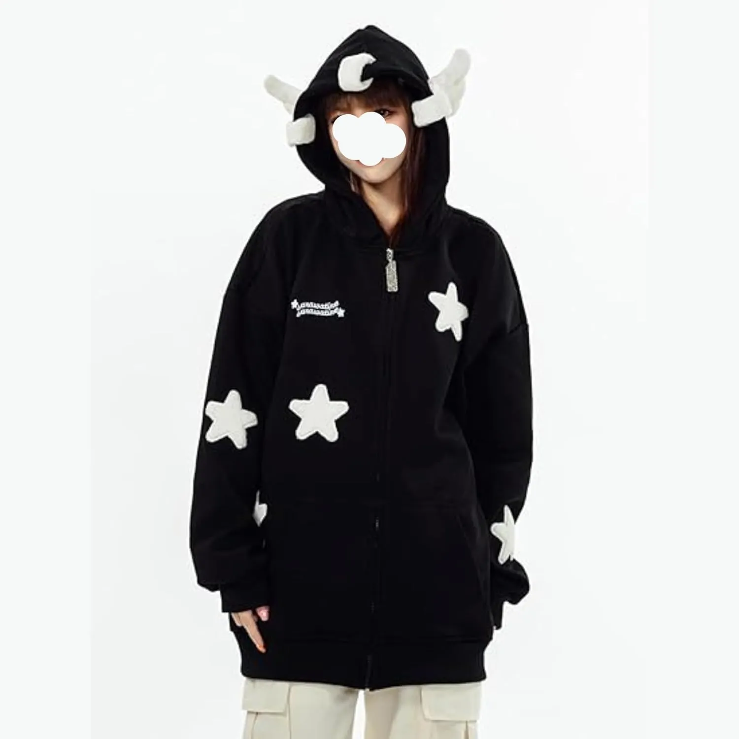 Kawaii Clothes Cute Y2k Hoodie Zip Up Jacket for Teen Girls Oversized