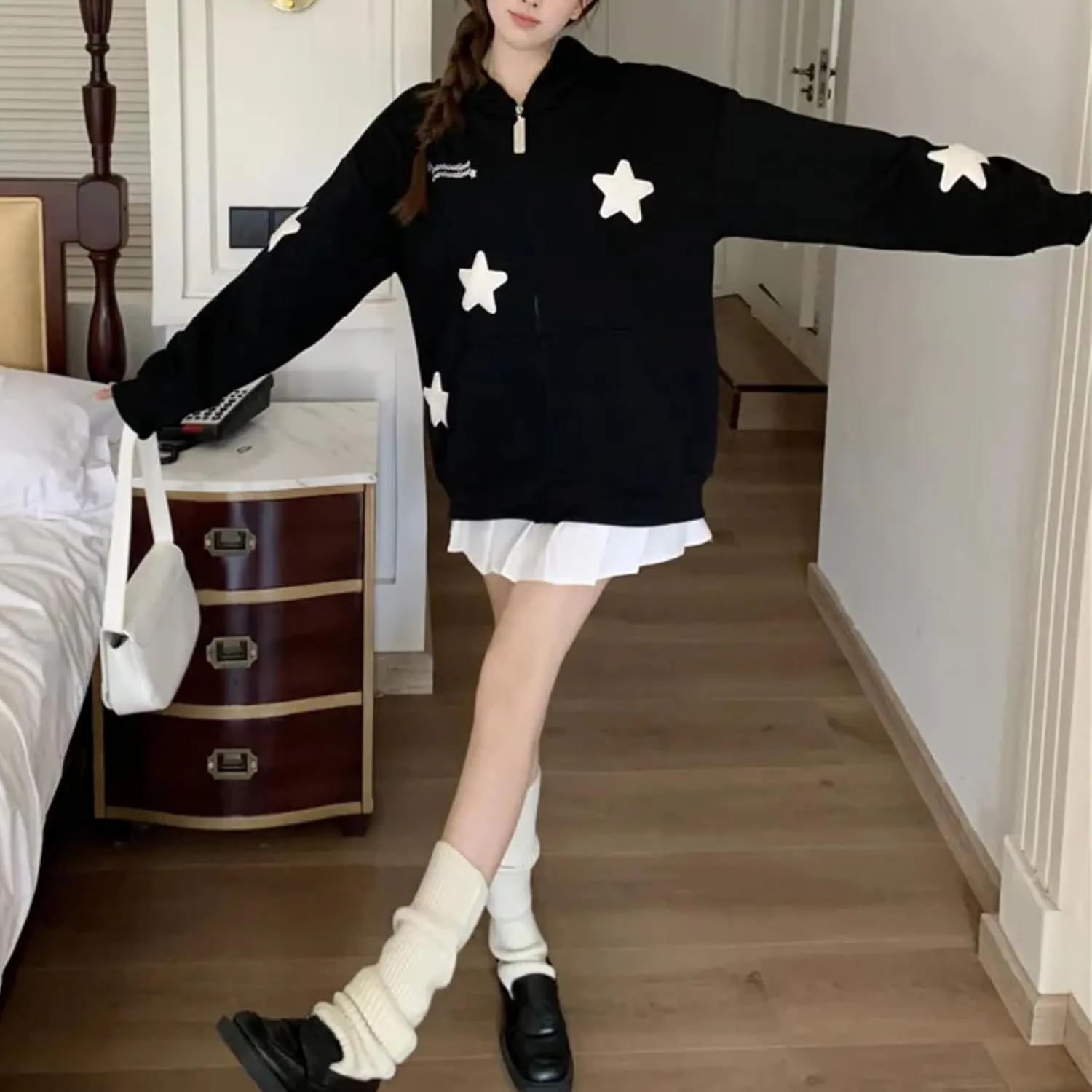 Kawaii Clothes Cute Y2k Hoodie Zip Up Jacket for Teen Girls Oversized
