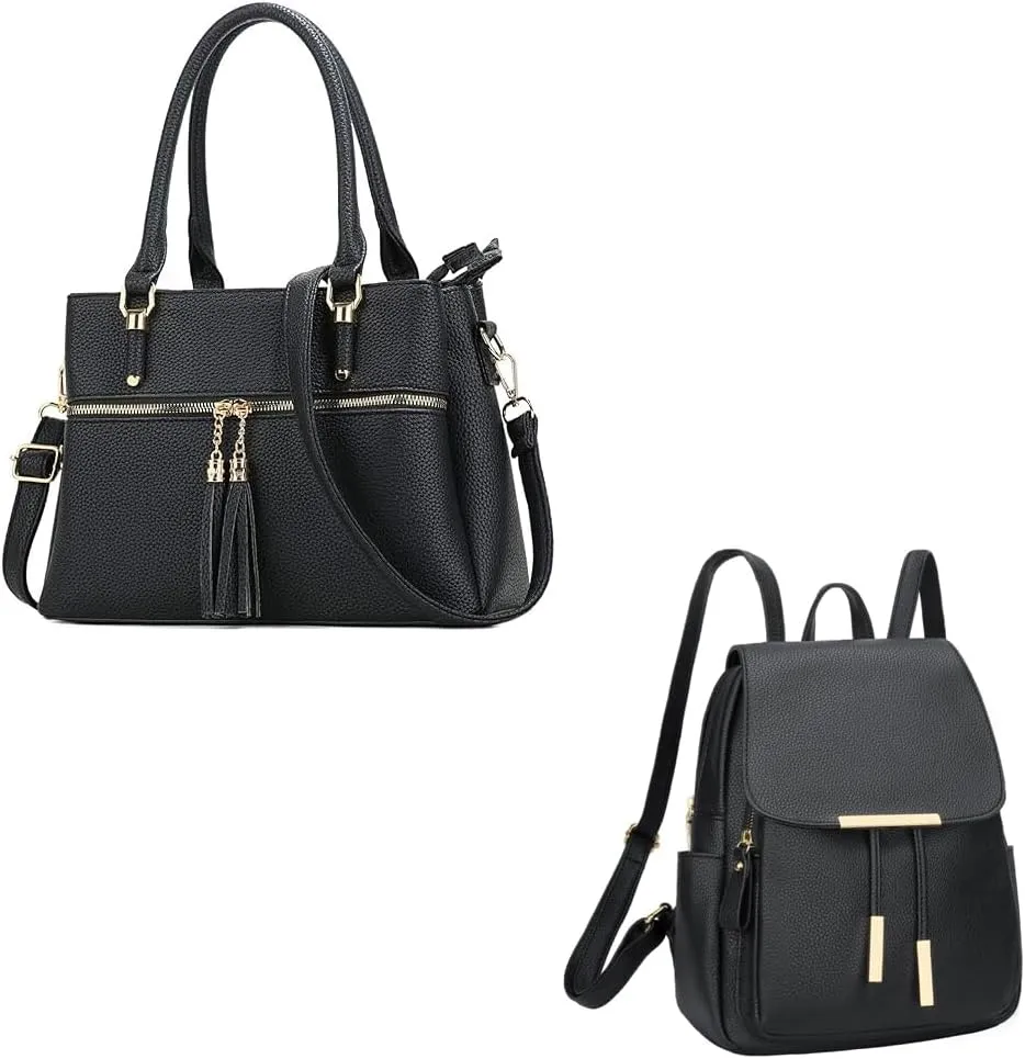 KKXIU Women Satchel Bags Handle Shoulder Handbags and Purses Pockets Zipper Leather Crossbody Bags