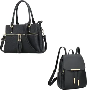 KKXIU Women Satchel Bags Handle Shoulder Handbags and Purses Pockets Zipper Leather Crossbody Bags