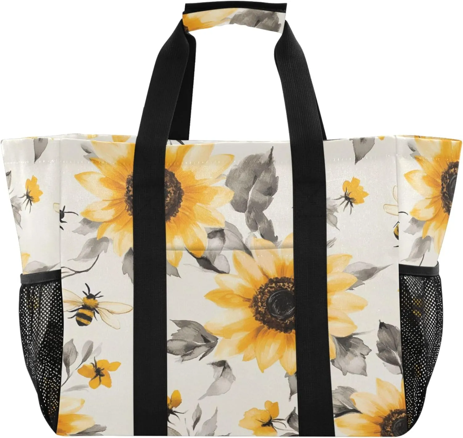 KLL Beach Tote Bag with Handles Collapsable With Pockets Reusable Shopping Bag