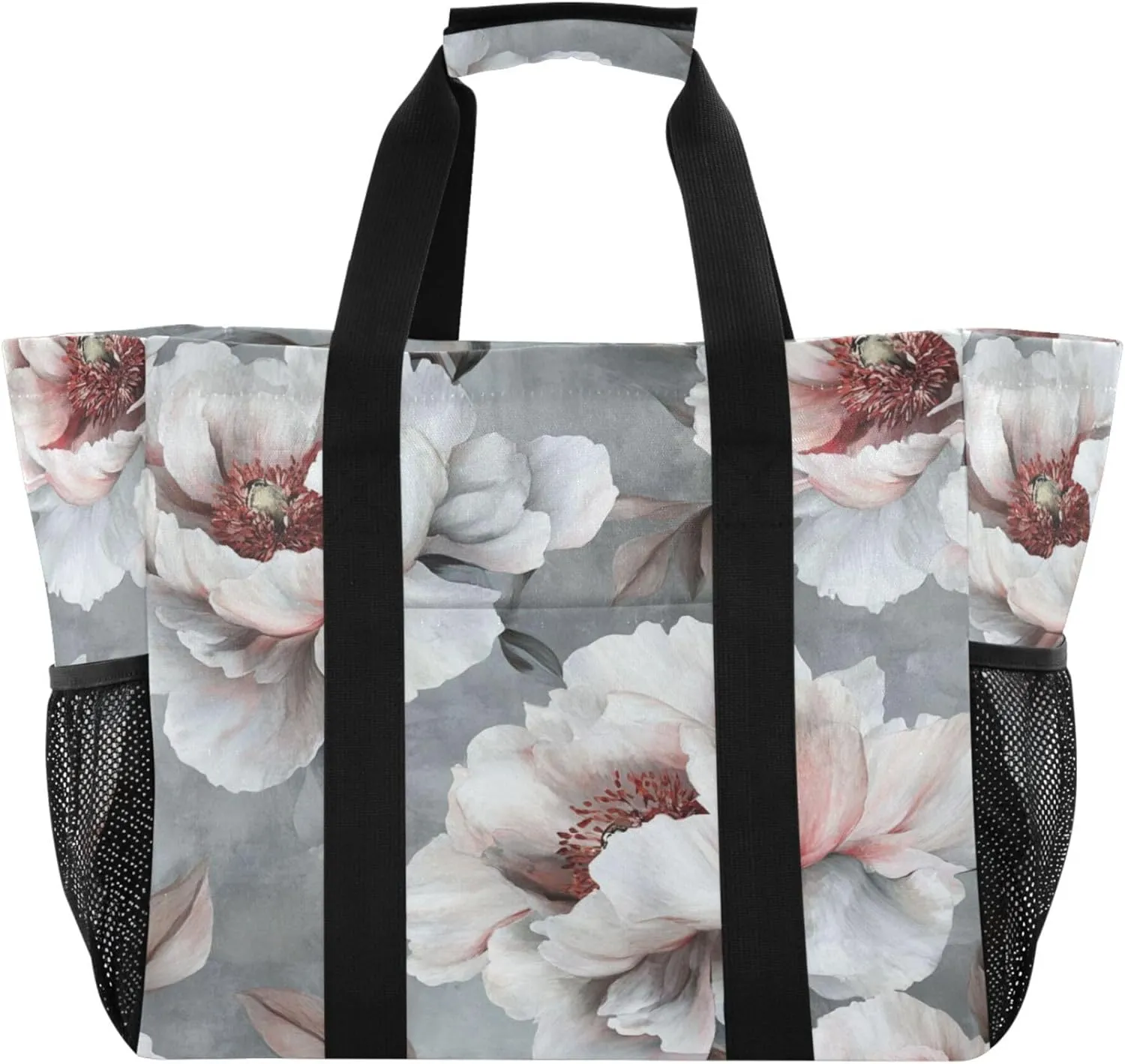 KLL Utility Tote Bag For Women with Handles Collapsable Sandproof Reuseable Shopping Bags