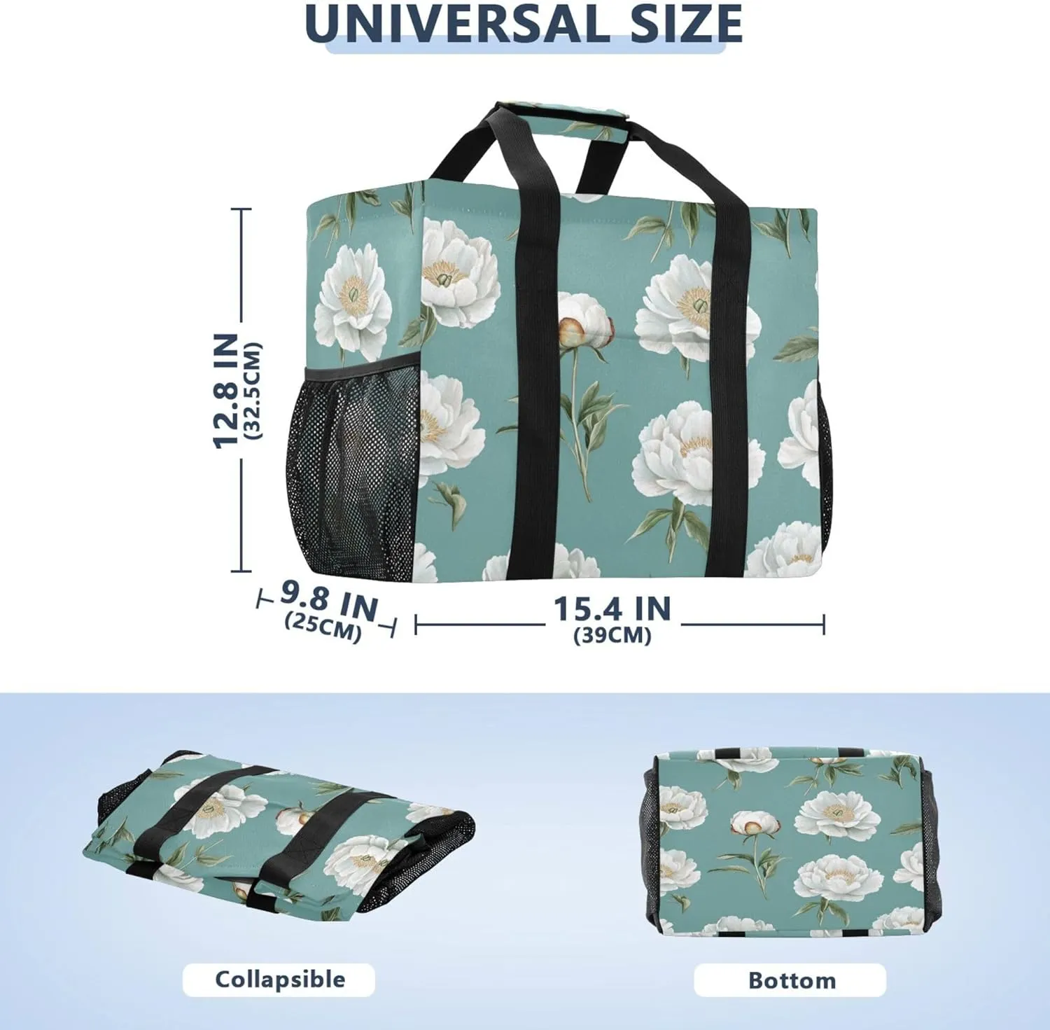 KLL Utility Tote Bag For Women with Handles Collapsable Sandproof Reuseable Shopping Bags