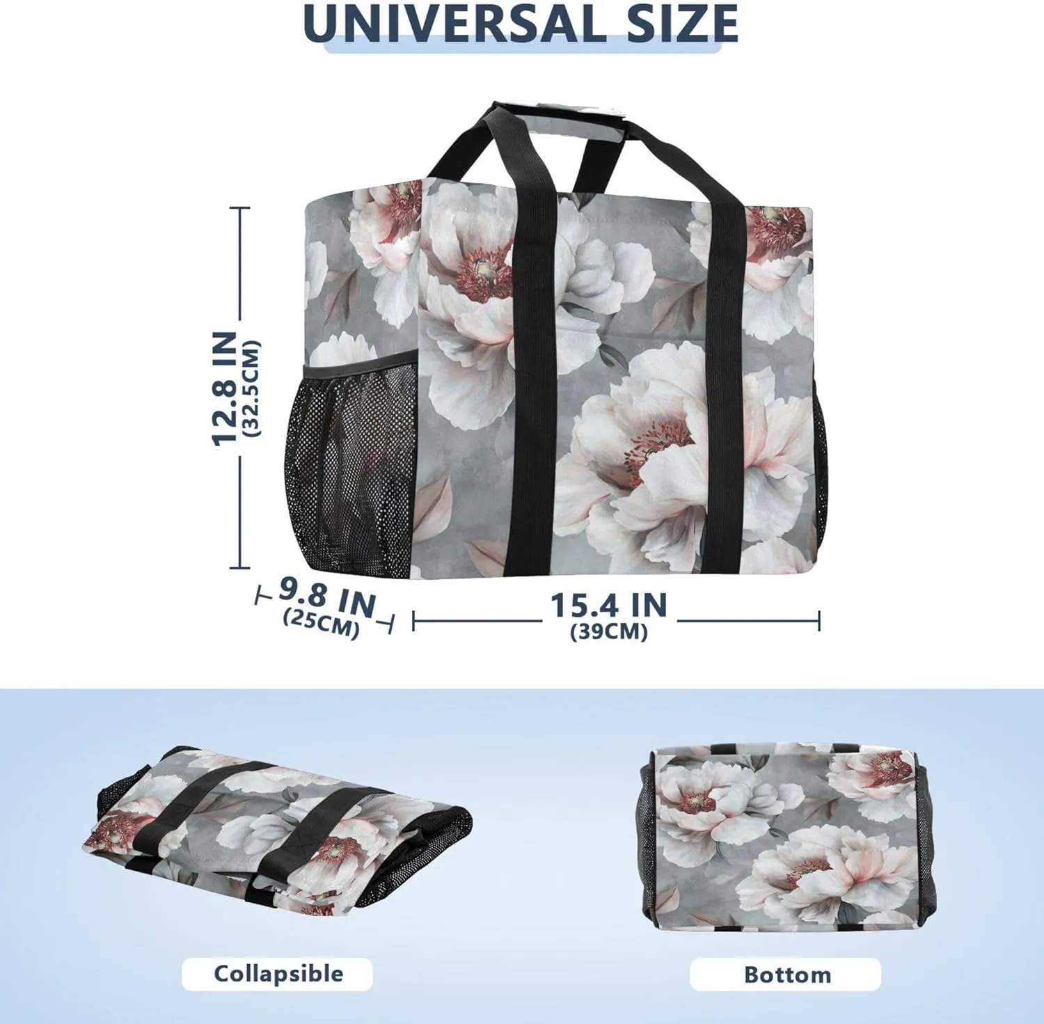 KLL Utility Tote Bag For Women with Handles Collapsable Sandproof Reuseable Shopping Bags