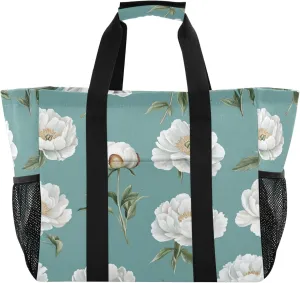 KLL Utility Tote Bag For Women with Handles Collapsable Sandproof Reuseable Shopping Bags