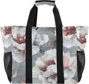 KLL Utility Tote Bag For Women with Handles Collapsable Sandproof Reuseable Shopping Bags