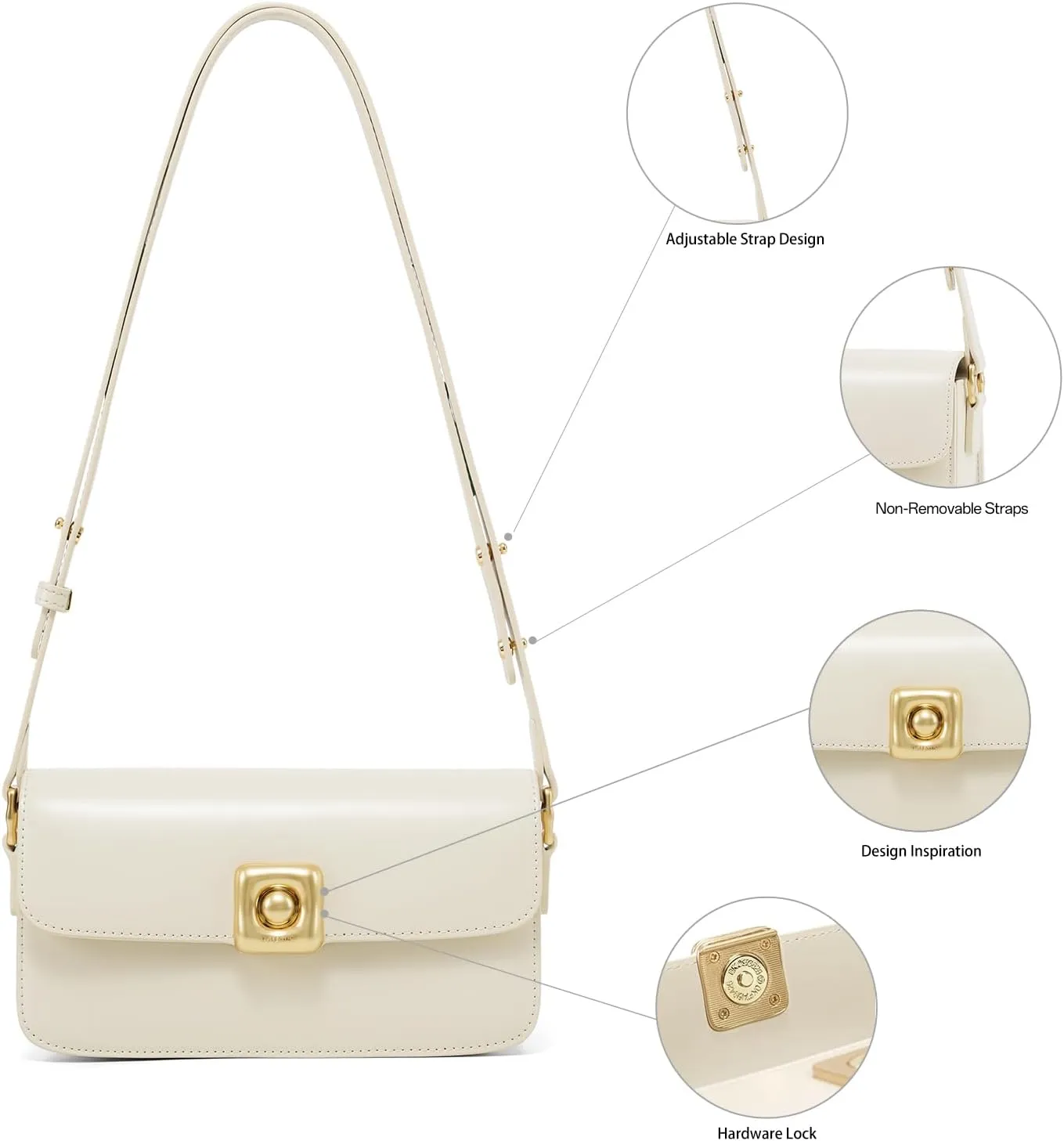 LA FESTIN Leather Crossbody Bags for Women, Designer Adjustable Strap Shoulder Bag