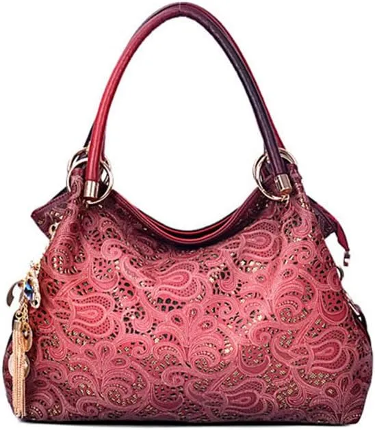 Ladies Leather Handbags Hollow Tote Bags Purses for Women