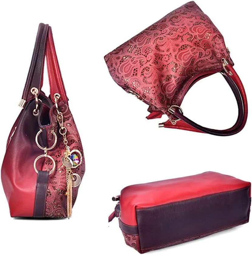 Ladies Leather Handbags Hollow Tote Bags Purses for Women