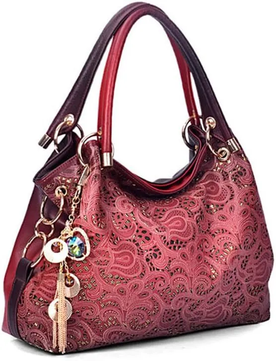 Ladies Leather Handbags Hollow Tote Bags Purses for Women