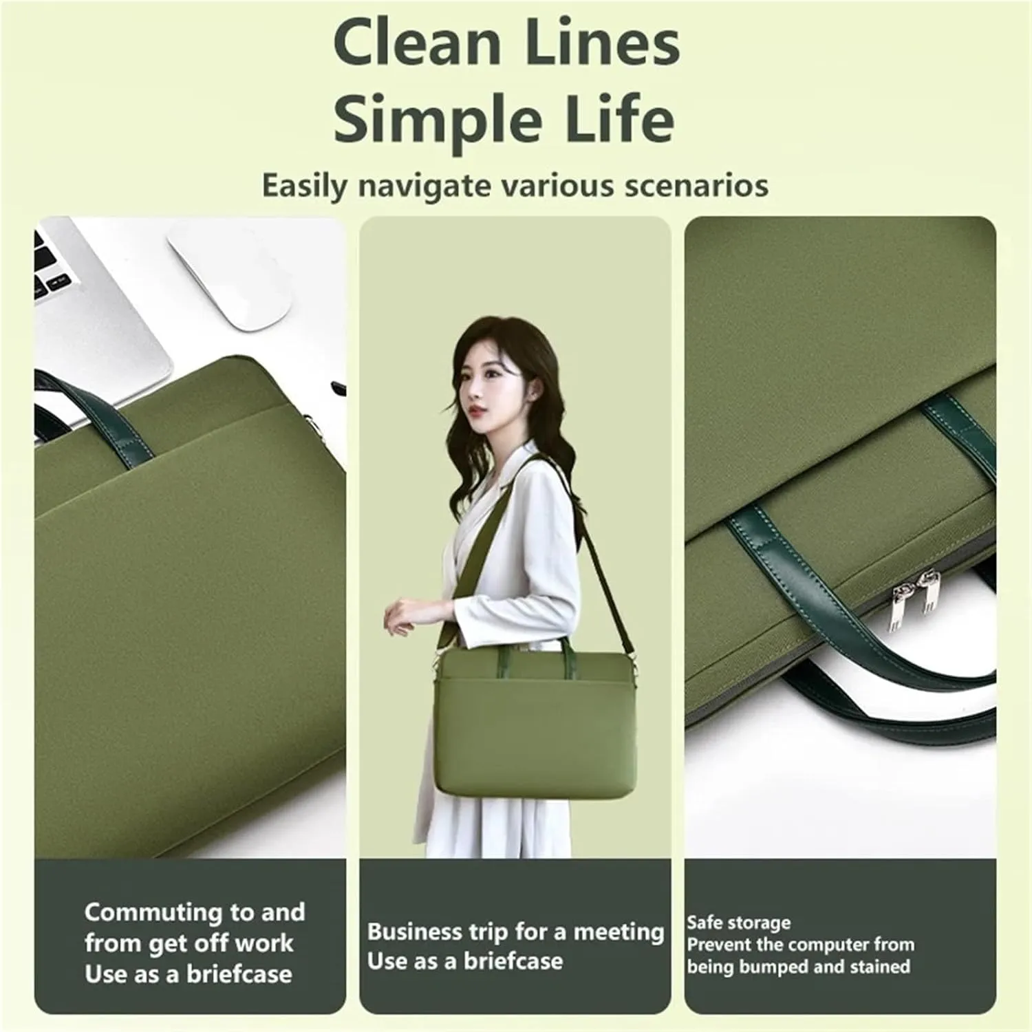 Laptop Shoulder Bag Laptop Bag 13.3 14 15.6 17 Inch Notebook Bag Sleeve Waterproof Briefcase Laptop Sleeve Laptop Case(Khaki,for 17.3-18 inch)