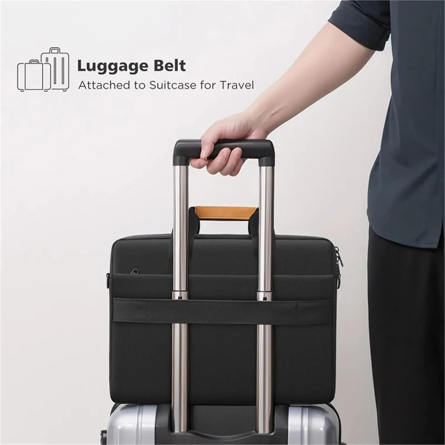 Laptop Shoulder Bag Laptop Bag Briefcase for 13.3 14 15.6 17.3 Inch Computer Shoulder Bag Waterproof Notebook Cover Carry Bag(Dark Grey,17.3 inch)