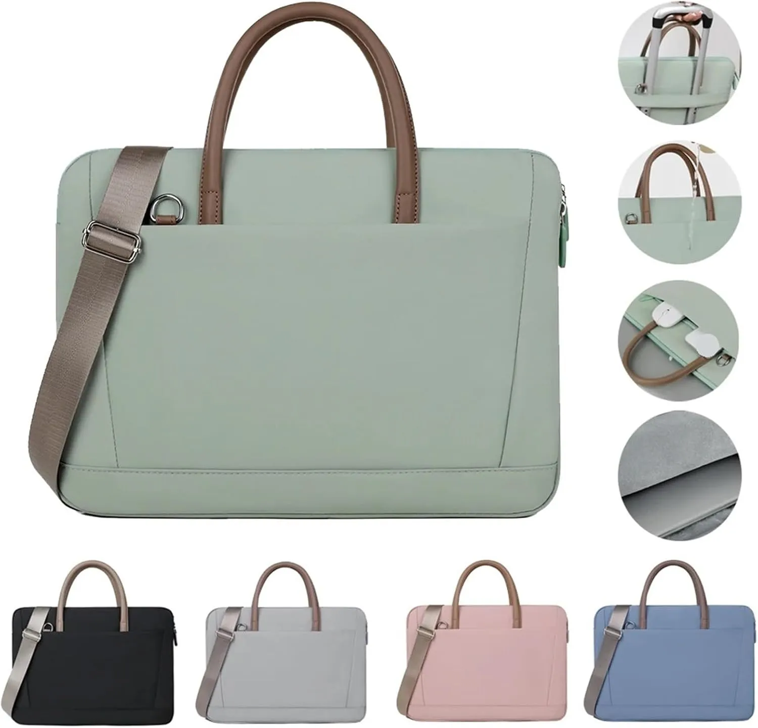 Laptop Shoulder Bag Laptop Bag Sleeve Protective Case Shoulder Carrying Case 13 14 15.6 Inch Laptop Handbag(Green,for 13-13.3 inch)