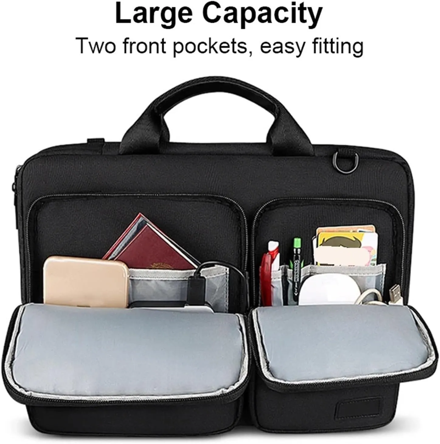 Laptop Shoulder Bag Laptop Handbag Bag for Laptop 15 15.4 15.6 Inch Portable Shoulder Messenger Bag(Grey with Strap,15.6 inch)