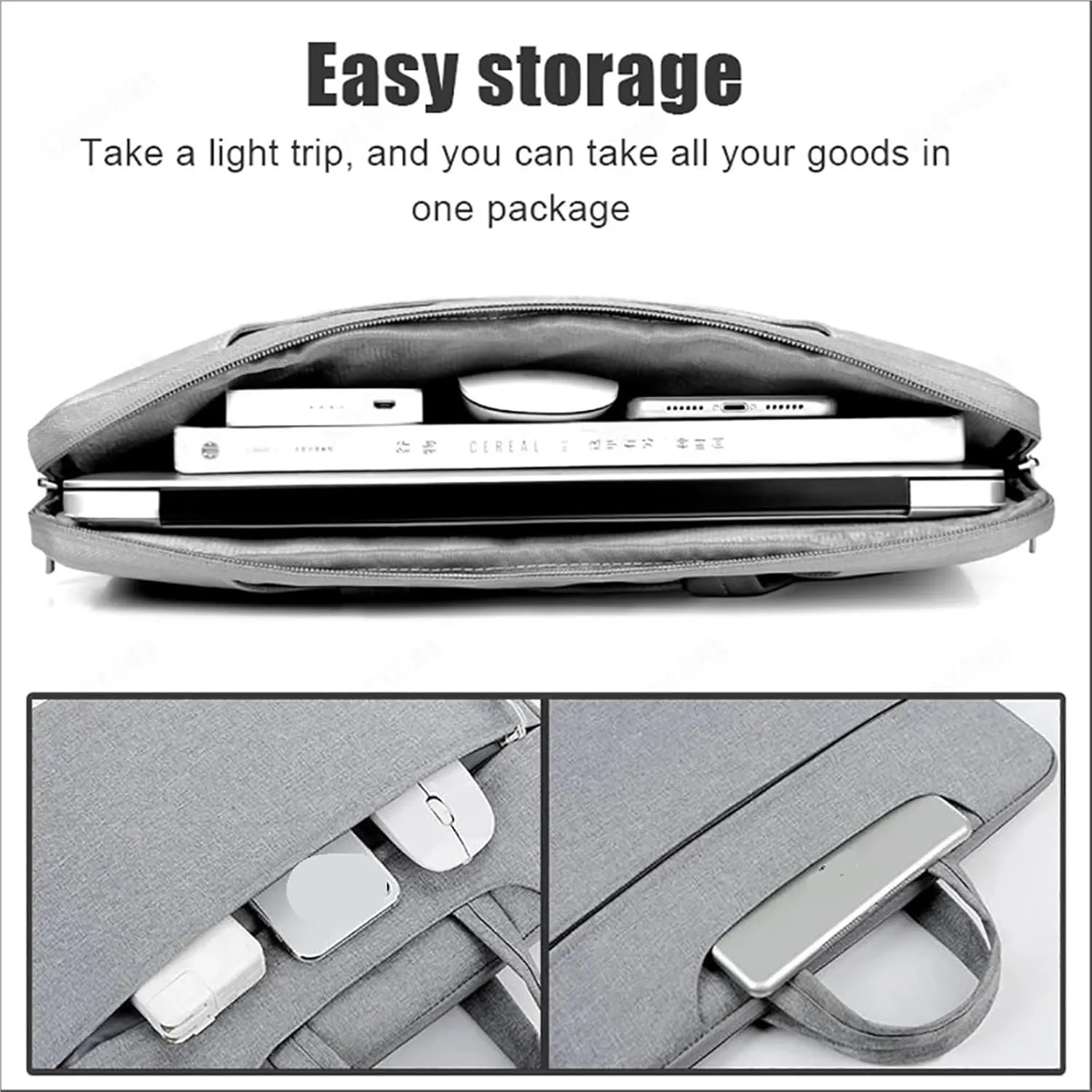 Laptop Shoulder Bag Laptop Sleeve Bag Case 12 13.3 14 15.6 Inch Shoulder Notebook Bag Handbag Briefcase(Light Gray,11inch 12inch)