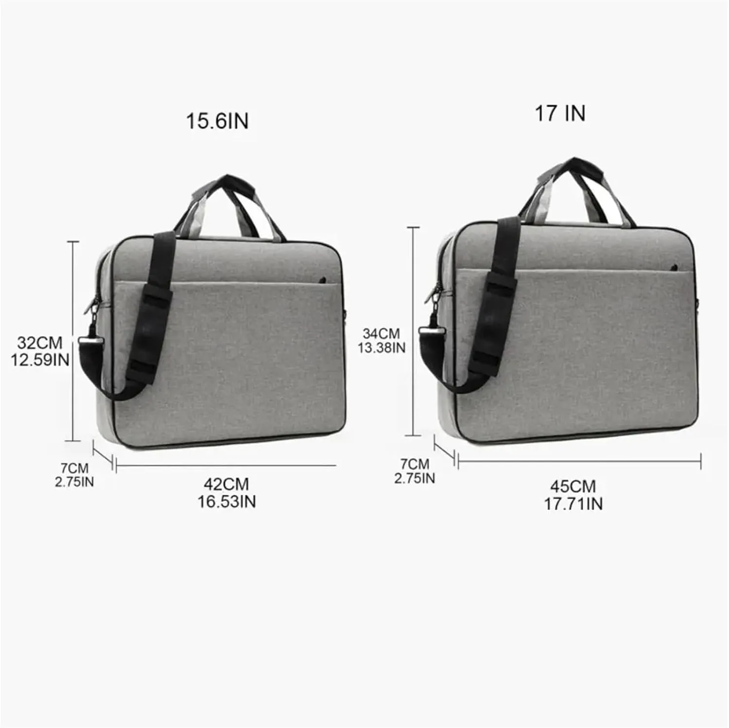 Laptop Shoulder Bag Large Capacity Laptop Bag Shockproof Protective Laptop Case 15.6 17 Inch Strap Carrying(Grey,17 inch)