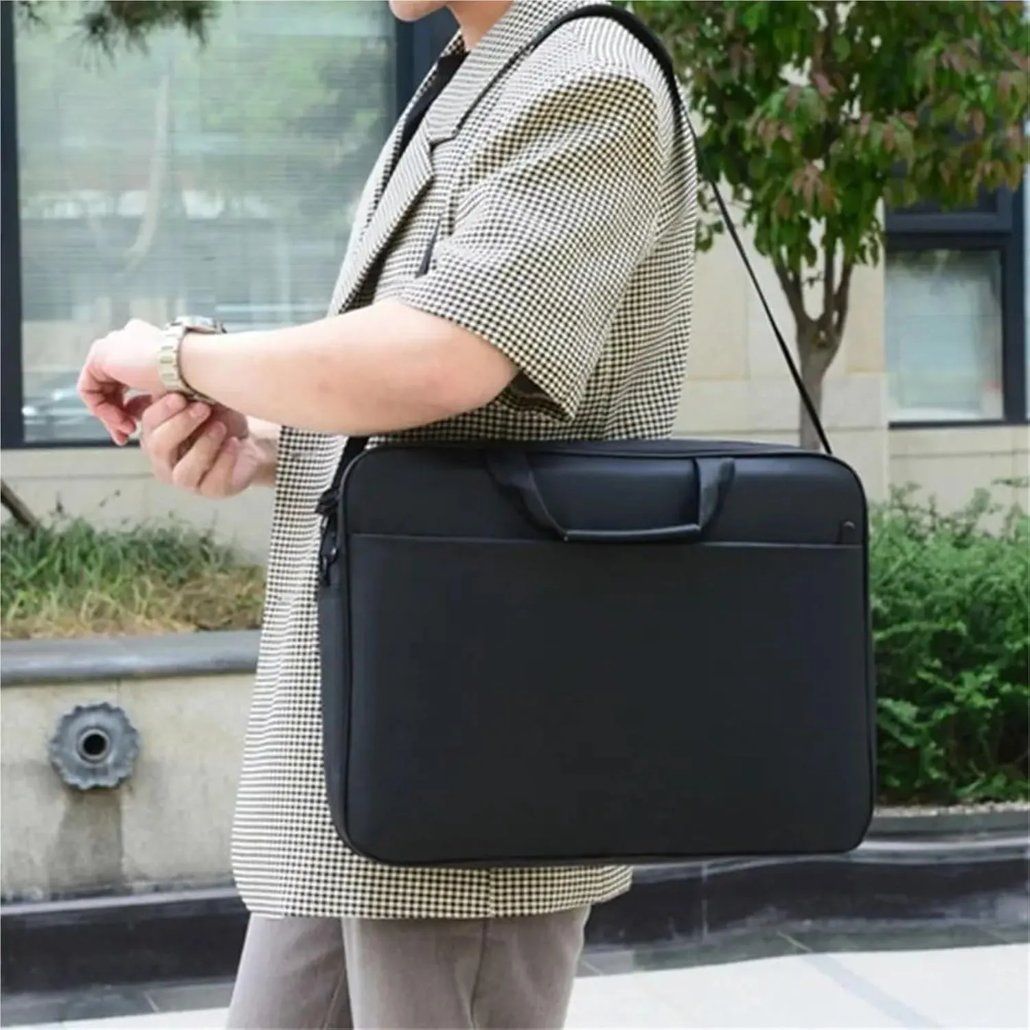Laptop Shoulder Bag Large Capacity Laptop Bag Shockproof Protective Laptop Case 15.6 17 Inch Strap Carrying(Grey,17 inch)