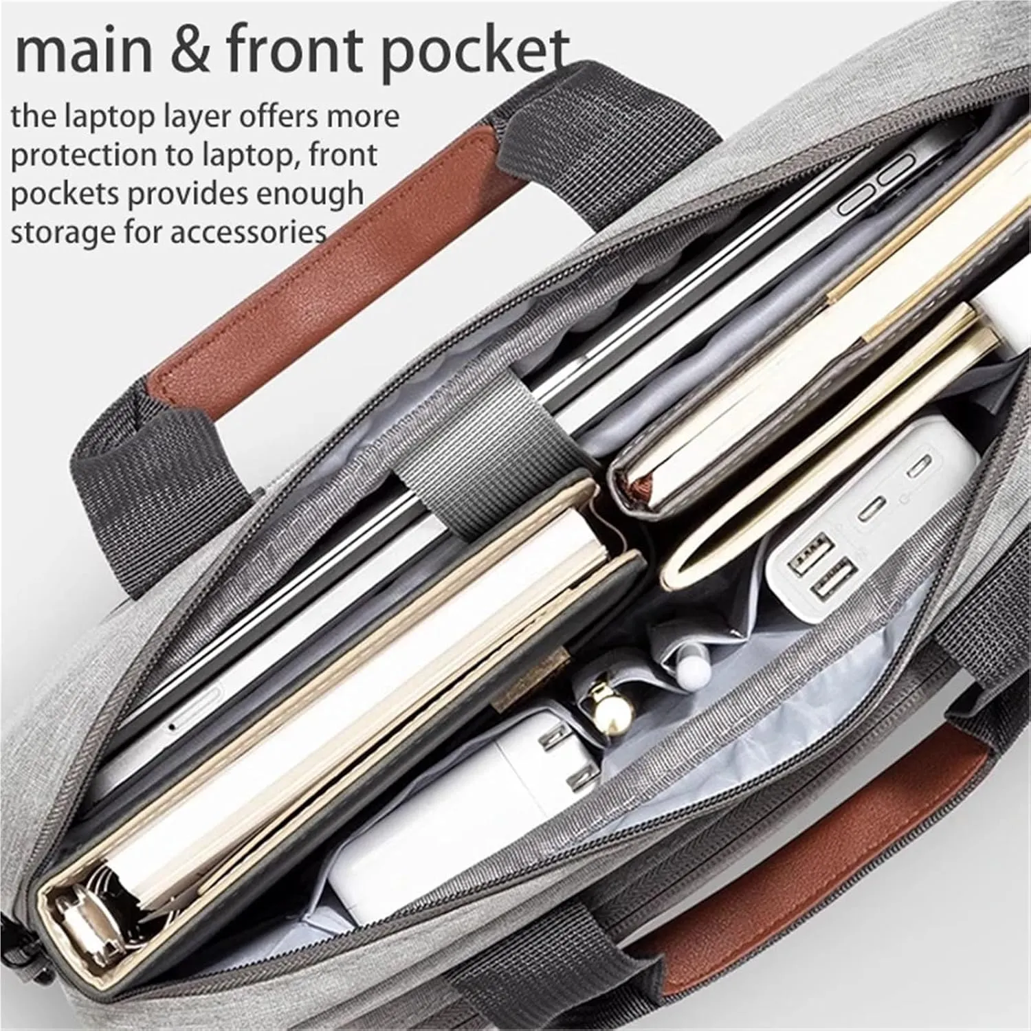 Laptop Shoulder Bag Men Laptop Bag 13.3 14 15.6 Inch Shoulder Handbags Briefcase Computer Protective Case(Light Gray,15.4 to 16 inch)