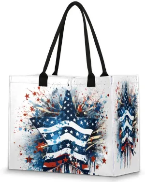 Large Travel Utility Tote Bag for Women Reusable Shopping Bags with Handles American Stars Graffiti Aesthetic Bolsos Para Mujeres Cute Canvas Bag for Beach School Work Grocery