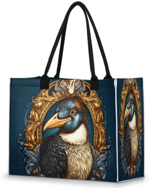 Large Travel Utility Tote Bag for Women Reusable Shopping Bags with Handles Animal Birds Patterns Aesthetic Bolsos Para Mujeres Cute Canvas Bag for Beach School Work Grocery