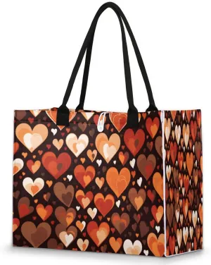 Large Travel Utility Tote Bag for Women Reusable Shopping Bags with Handles Beautiful Printing Heart Shape Aesthetic Bolsos Para Mujeres Cute Canvas Bag for Beach School Work Grocery