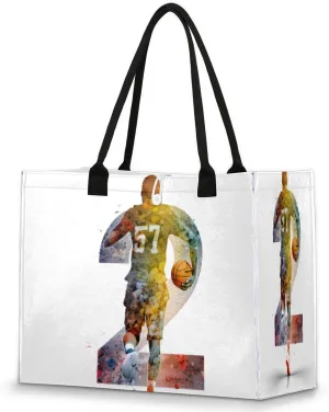 Large Travel Utility Tote Bag for Women Reusable Shopping Bags with Handles Sports Basketball Digit Aesthetic Bolsos Para Mujeres Cute Canvas Bag for Beach School Work Grocery