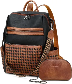 Leather Backpack Purse for Women Designer Ladies Shoulder Bag Fashion Faux Work Travel Handbags
