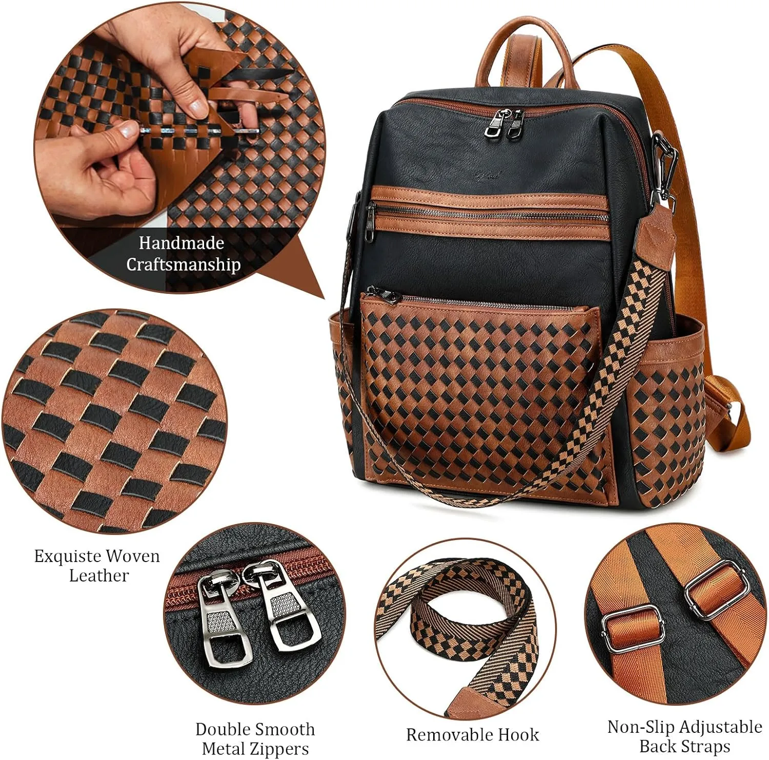 Leather Backpack Purse for Women Designer Ladies Shoulder Bag Fashion Faux Work Travel Handbags
