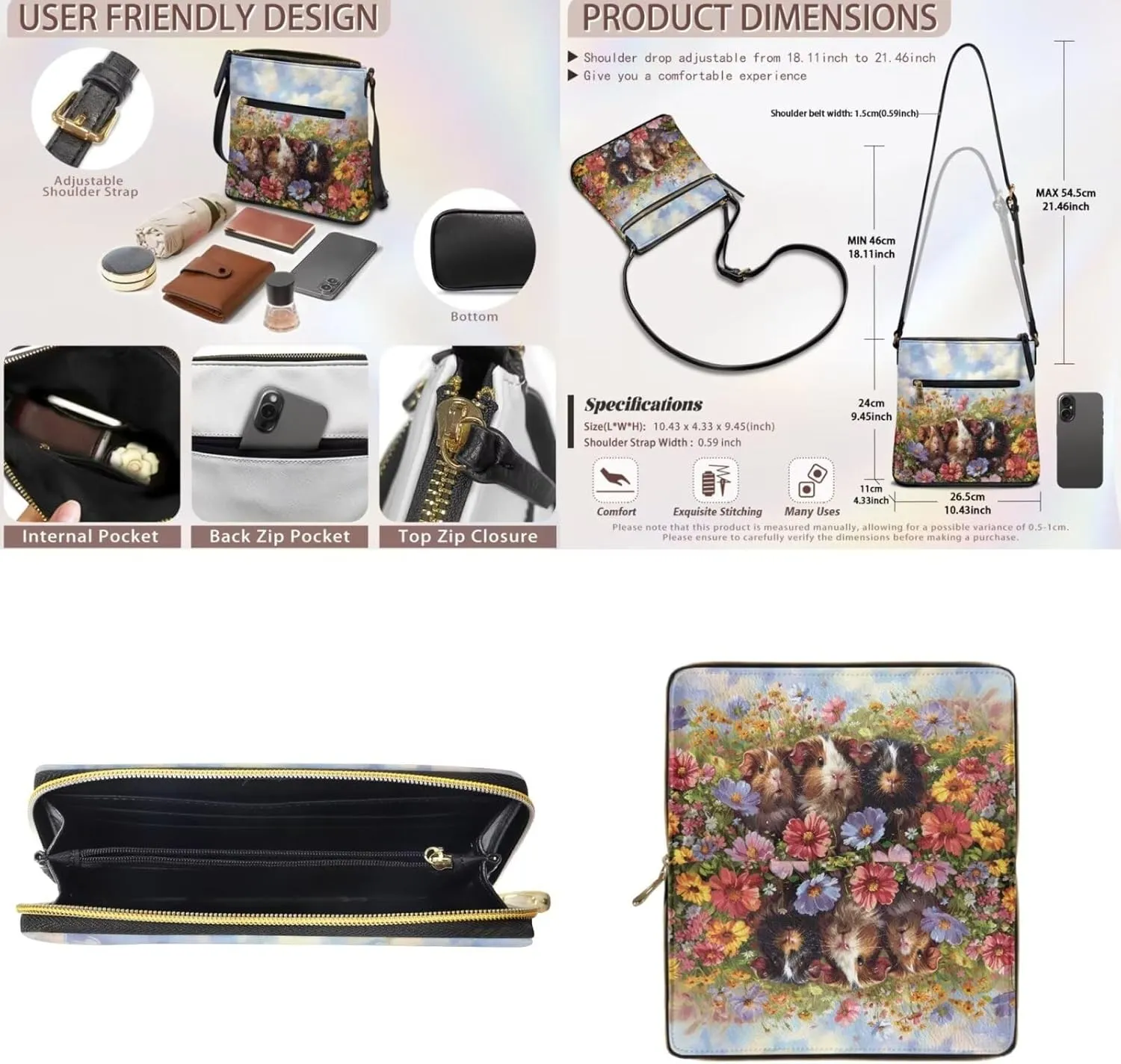 Leather Crossbody Bags with Wallet for Women Casual Shoulder Bag Womens Hobo Purses Handbags