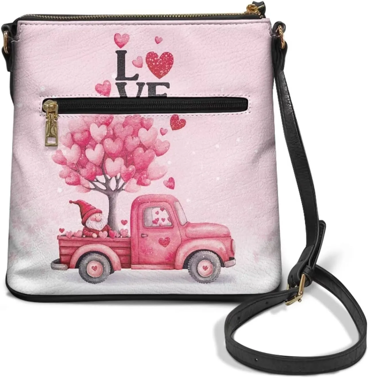 Leather Handbags for Women Hobo Valentine's Day Zippered Crossbody Purse
