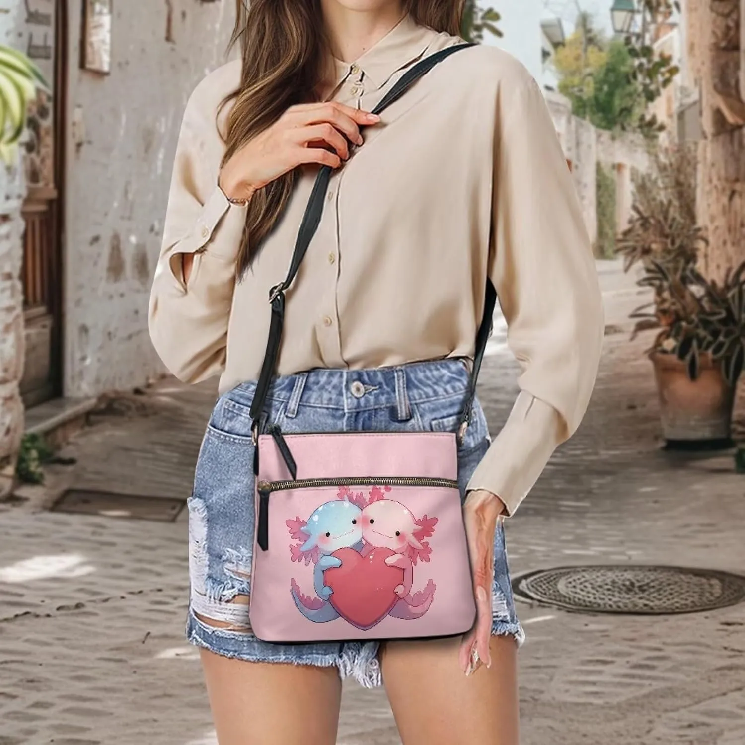 Leather Handbags for Women Hobo Valentine's Day Zippered Crossbody Purse