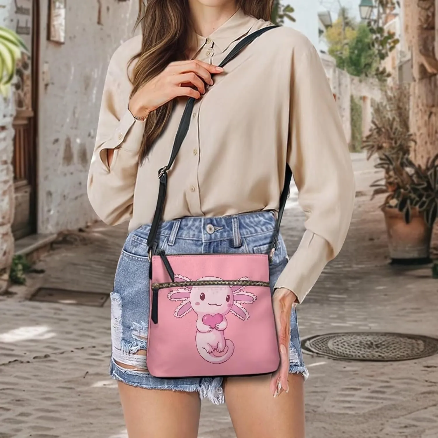 Leather Handbags for Women Hobo Valentine's Day Zippered Crossbody Purse