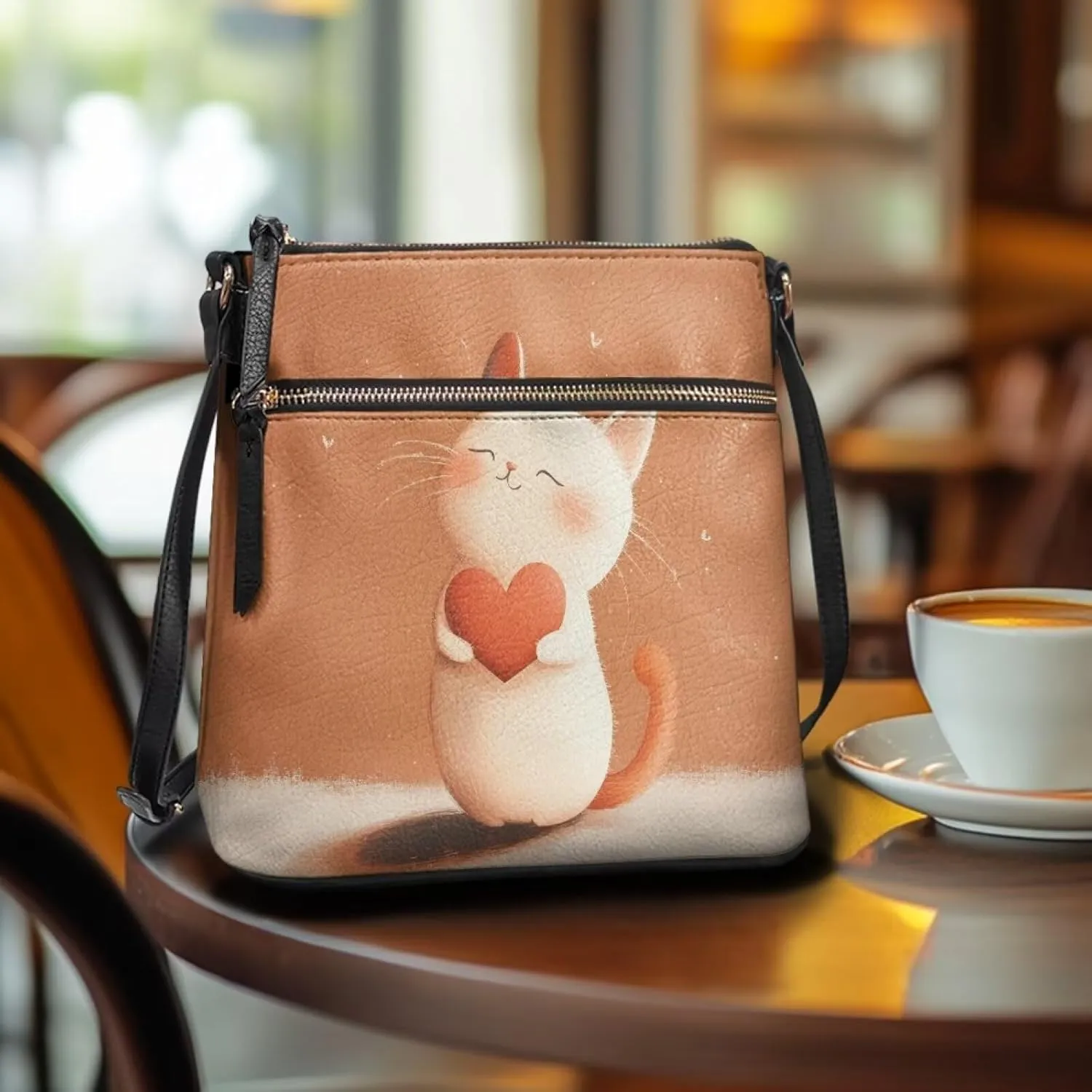 Leather Handbags for Women Hobo Valentine's Day Zippered Crossbody Purse