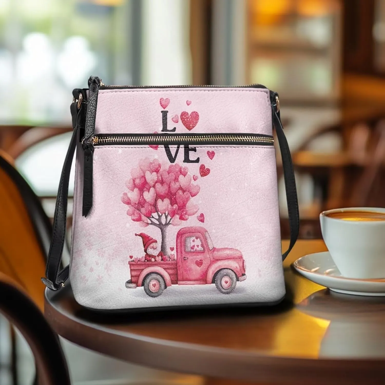 Leather Handbags for Women Hobo Valentine's Day Zippered Crossbody Purse