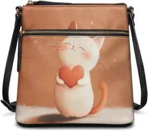 Leather Handbags for Women Hobo Valentine's Day Zippered Crossbody Purse