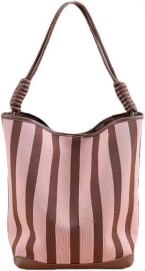 Leather Women's Bag Striped Totes Summer Canvas Cowhide Fashion Large Capacity Shoulder Bucket Bag Vacation Casual