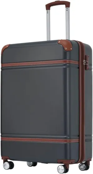 Lightweight 1 Piece 20 IN TSA Lock "intage Luggage" Spinner Wheels Lightweight Suitcase Spinner Wheels,Carry on Vintage Luggage 20 IN Luggage 1 Piece with TSA lock (black,28inch)