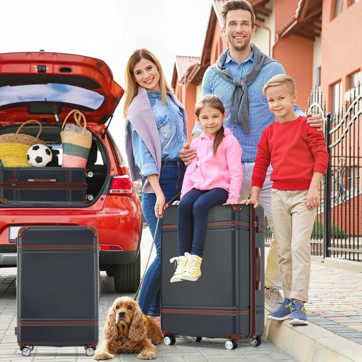 Lightweight 1 Piece 20 IN TSA Lock "intage Luggage" Spinner Wheels Lightweight Suitcase Spinner Wheels,Carry on Vintage Luggage 20 IN Luggage 1 Piece with TSA lock (black,28inch)