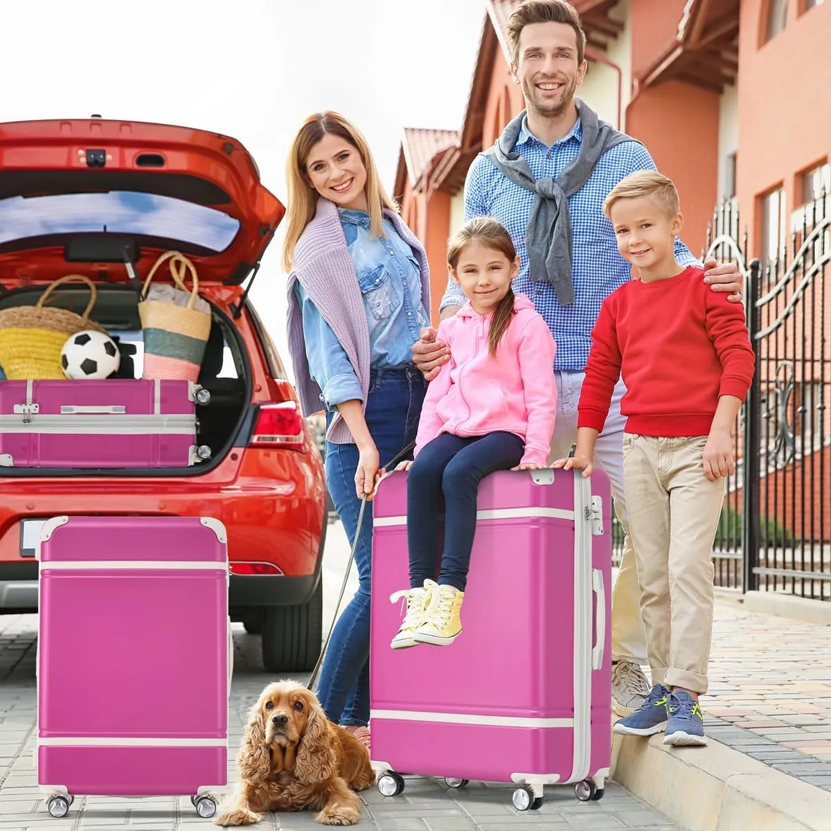 Lightweight 1 Piece 20 IN TSA Lock "intage Luggage" Spinner Wheels Lightweight Suitcase Spinner Wheels,Carry on Vintage Luggage 20 IN Luggage 1 Piece with TSA lock (pink,28inch)