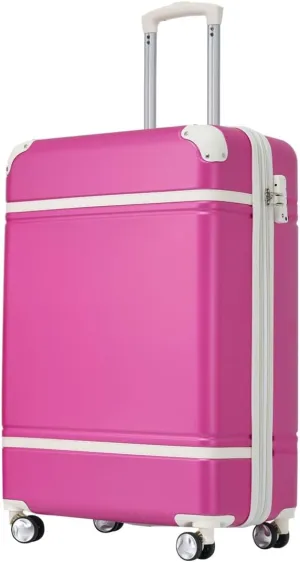 Lightweight 1 Piece 20 IN TSA Lock "intage Luggage" Spinner Wheels Lightweight Suitcase Spinner Wheels,Carry on Vintage Luggage 20 IN Luggage 1 Piece with TSA lock (pink,28inch)