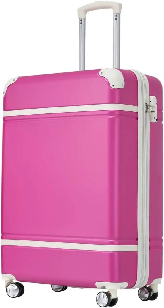 Lightweight 1 Piece 20 IN TSA Lock "intage Luggage" Spinner Wheels Lightweight Suitcase Spinner Wheels,Carry on Vintage Luggage 20 IN Luggage 1 Piece with TSA lock (pink,28inch)
