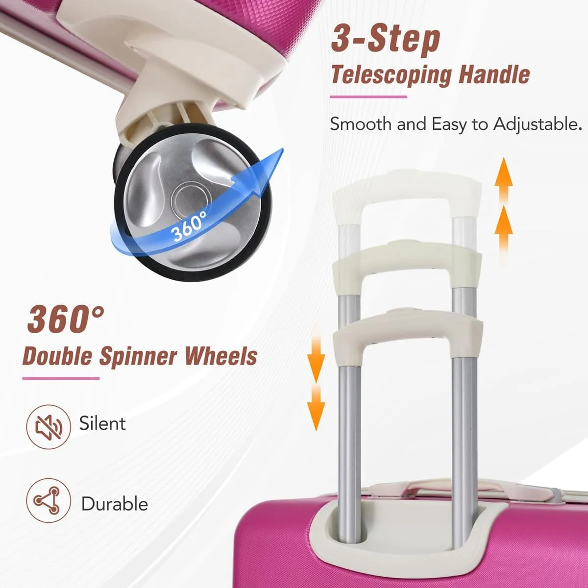Lightweight 1 Piece 20 IN TSA Lock "intage Luggage" Spinner Wheels Lightweight Suitcase Spinner Wheels,Carry on Vintage Luggage 20 IN Luggage 1 Piece with TSA lock (pink,28inch)