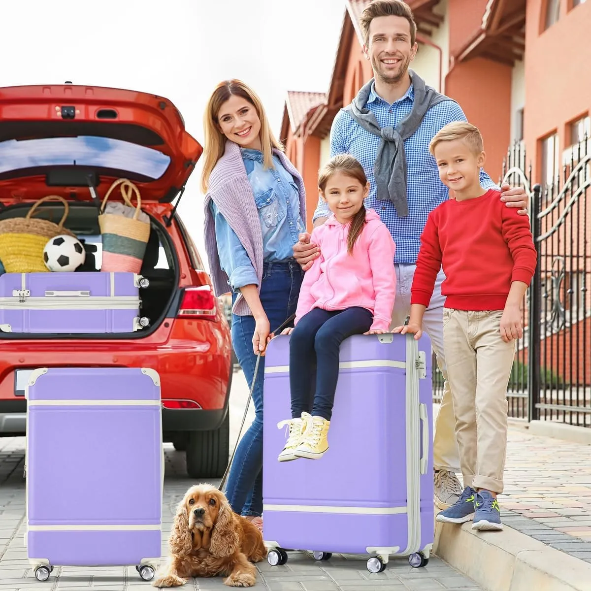 Lightweight 1 Piece 20 IN TSA Lock "intage Luggage" Spinner Wheels Lightweight Suitcase Spinner Wheels,Carry on Vintage Luggage 20 IN Luggage 1 Piece with TSA lock (purple,28inch)