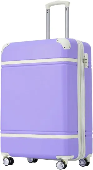 Lightweight 1 Piece 20 IN TSA Lock "intage Luggage" Spinner Wheels Lightweight Suitcase Spinner Wheels,Carry on Vintage Luggage 20 IN Luggage 1 Piece with TSA lock (purple,28inch)