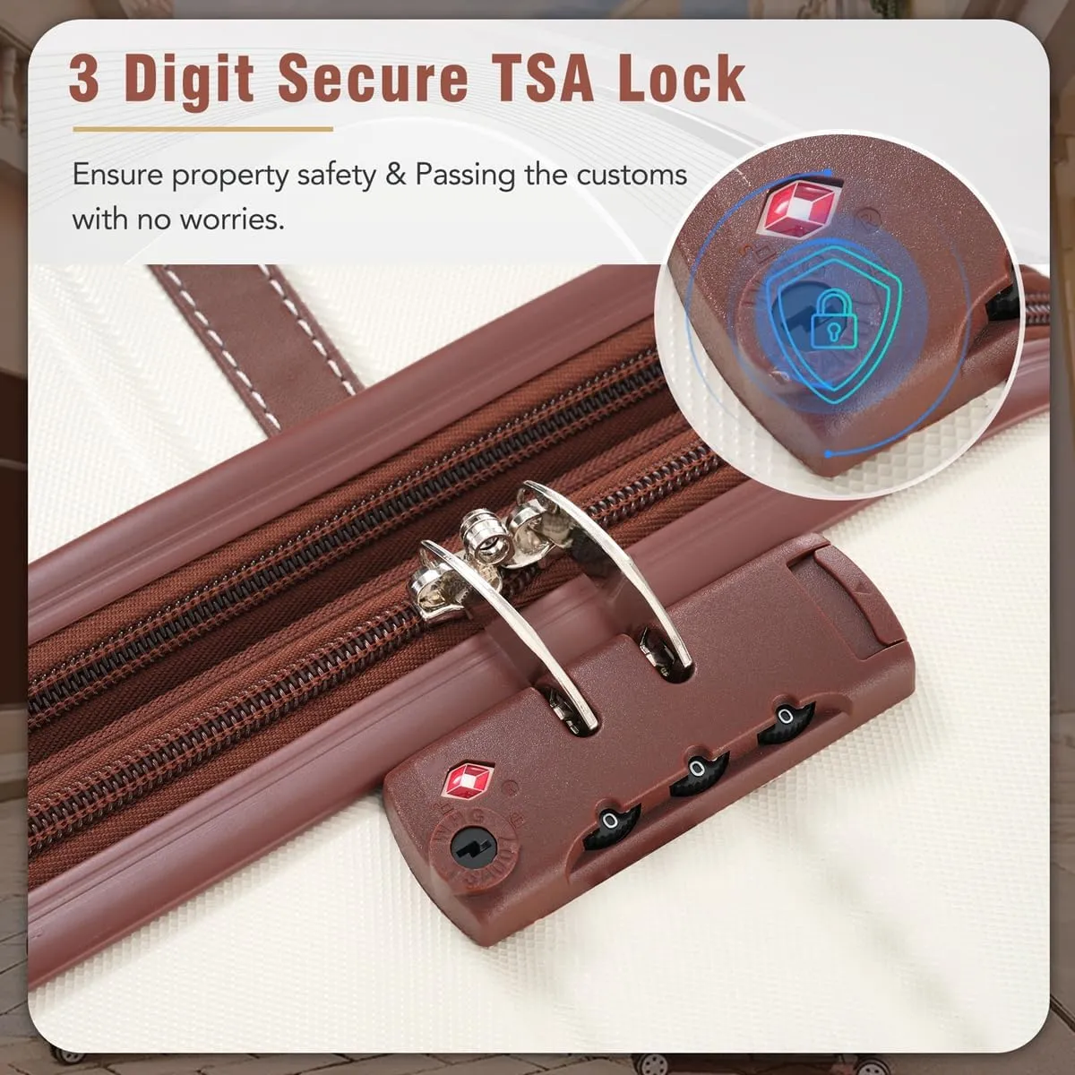Lightweight 1 Piece 20 IN TSA Lock "intage Luggage" Spinner Wheels Lightweight Suitcase Spinner Wheels,Carry on Vintage Luggage 20 IN Luggage 1 Piece with TSA lock (white,28inch)