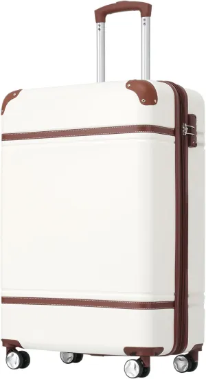 Lightweight 1 Piece 20 IN TSA Lock "intage Luggage" Spinner Wheels Lightweight Suitcase Spinner Wheels,Carry on Vintage Luggage 20 IN Luggage 1 Piece with TSA lock (white,28inch)