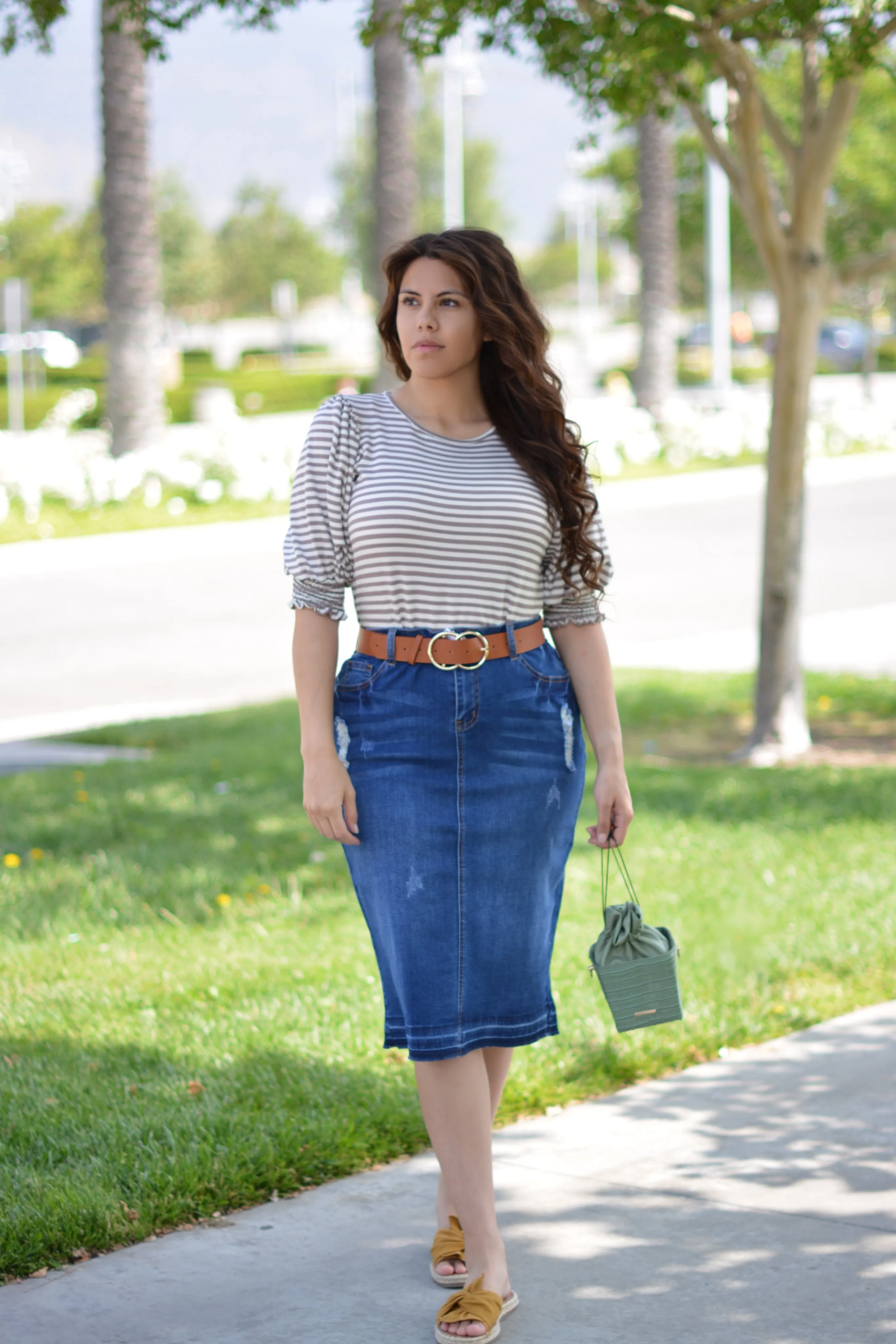 Lillian Taupe Striped Top