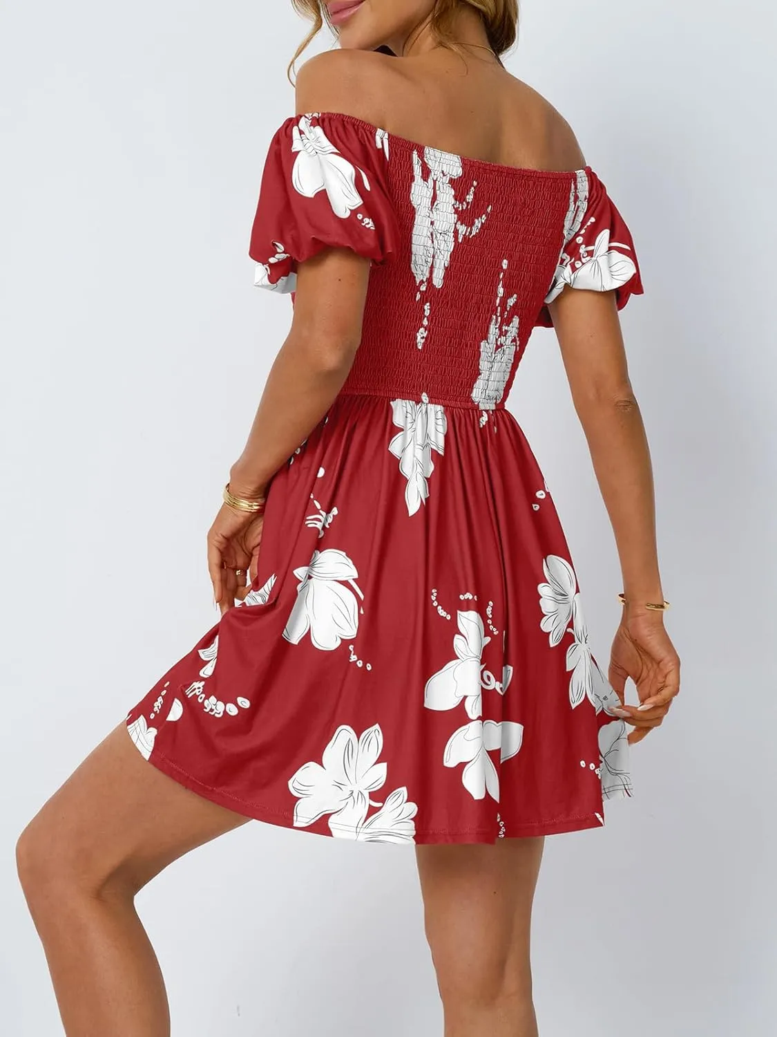LILLUSORY Womens Beach Dresses 2025 Strapless Floral Casual Spring Summer Vacation Sundresses Boho Flowy Outfits